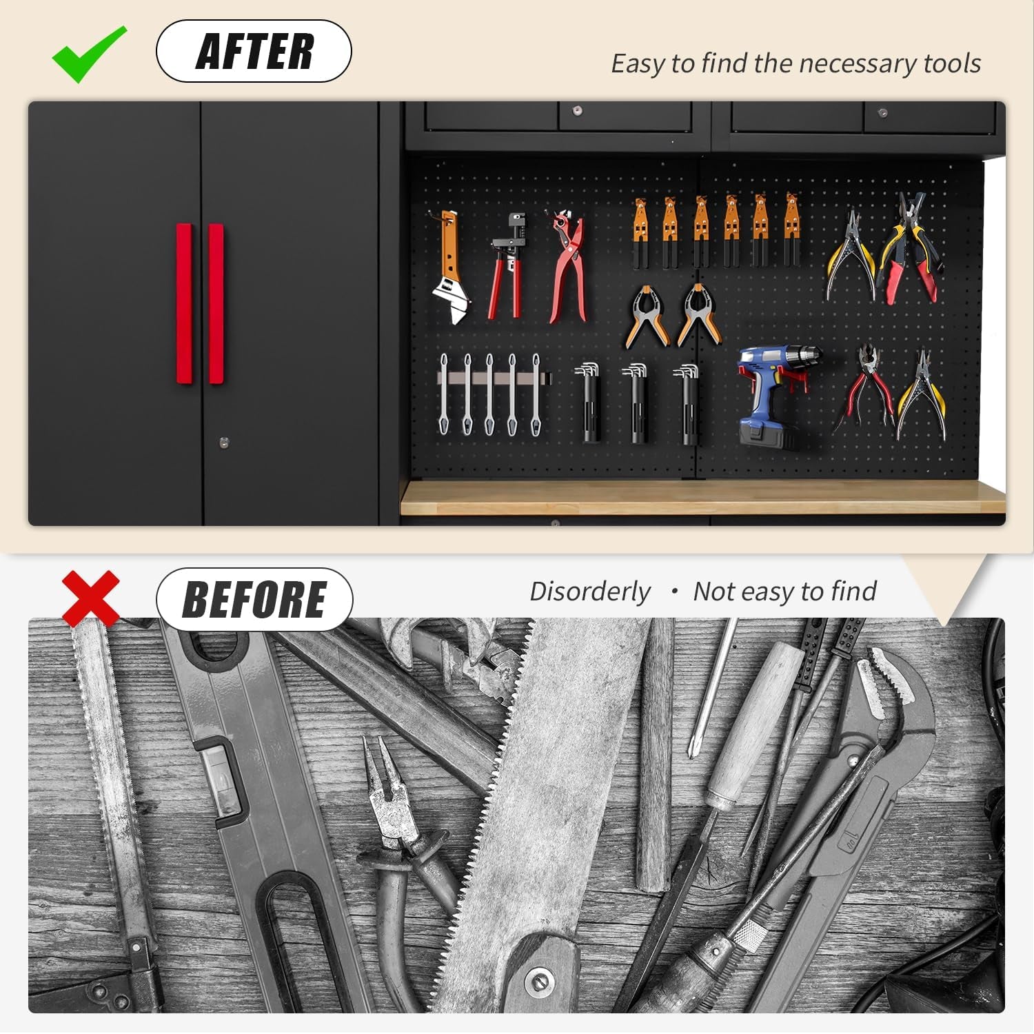 Garage Storage Cabinet System - 2 * 6-Pcs Workshop Set with Steel Cabinet Drawers, Tool Chest, Workbench, Pegboard for Tool Organization
