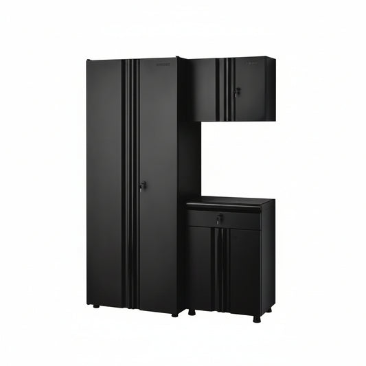 Regular Duty Welded 54.5 In. W X 75 In. H X 19.6 In. D 21-Gauge Steel 3-Piece Garage Storage System in Black