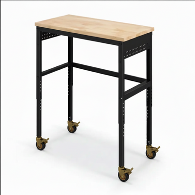 48 In. W X 24 In. D Adjustable Workbench with Solid Oak Wood Top