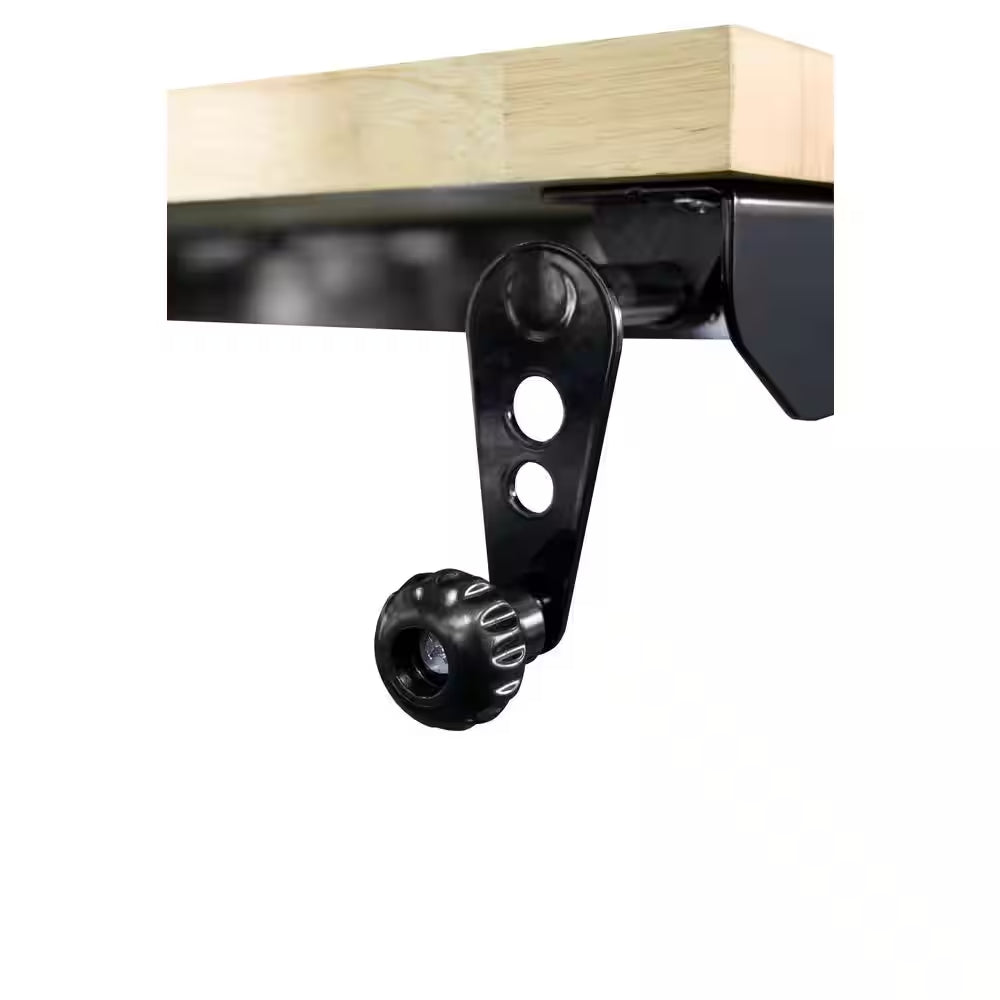 52 In. W X 24 In. D Adjustable Height Solid Wood Top Workbench Table in Black